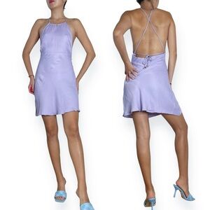 Zara Pastel Lavender Lilac Openback Strappy Slip Dress Size S